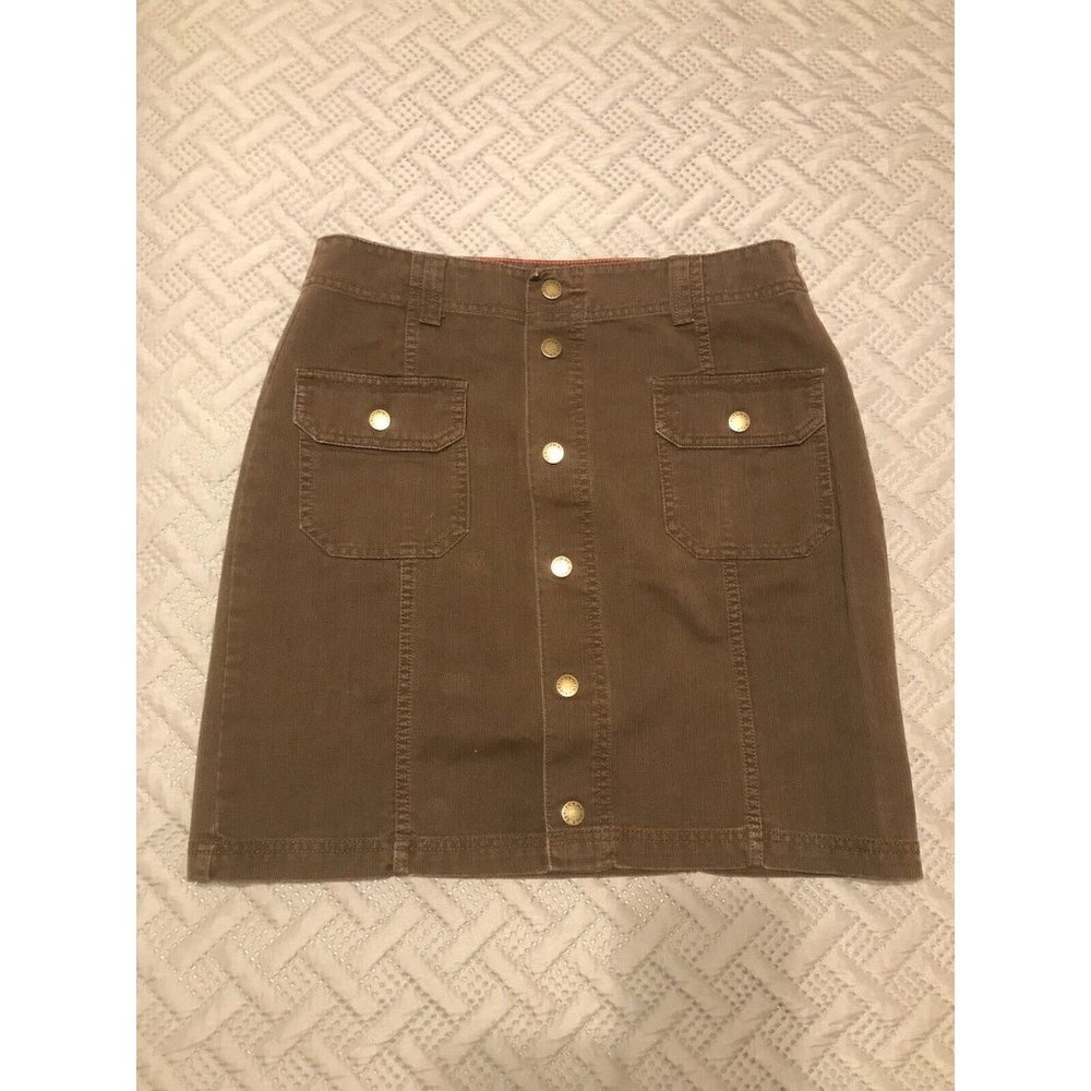 Vintage Women’s Tommy Hilfiger Brown Button Down Mini Skirt Pockets Size 6 Y2K